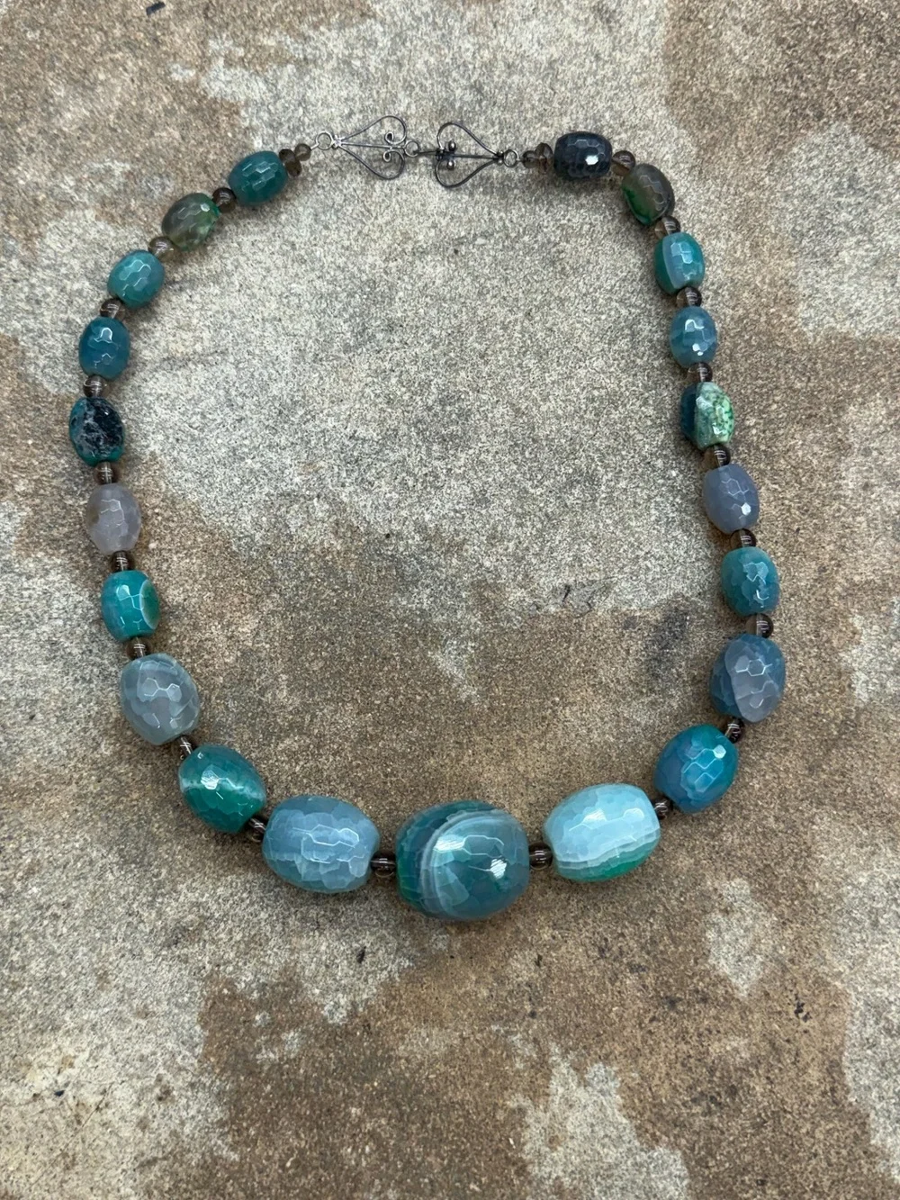 Teal Agate Beaded Necklace - Women Jewelry